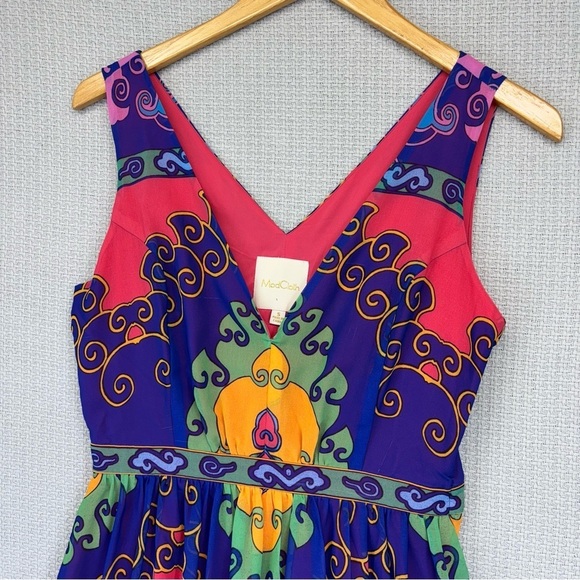 Modcloth Boho Indigo Muster the Length Maxi Dress Multicolor V-Neck S Festival - Picture 4 of 13